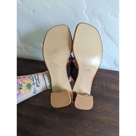 Banana Republic Brown Leather Block Heel Slip-on Sandals - Size 9.5 - Picture 6 of 9